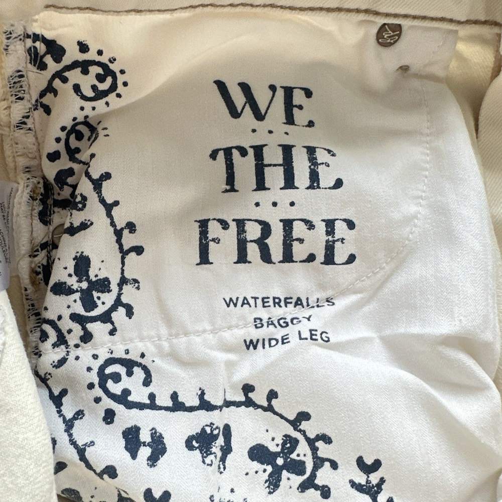 Free People We The Free Waterfalls Baggy Wide Leg Pants 30 Cream Utility Y2K - Picture 12 of 16